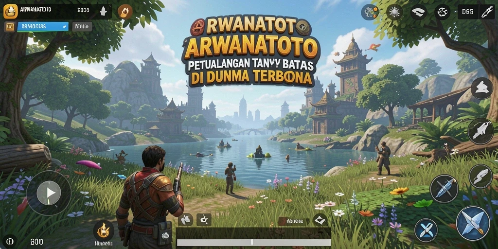 Tampilan gameplay ARWANATOTO yang menakjubkan di dunia terbuka.