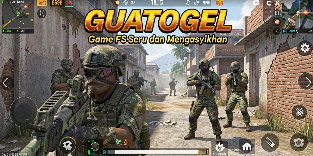 Tampilan gameplay seru di GUATOGEL dengan aksi tembak-menembak.