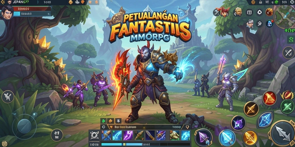 Screenshoot utama JEPANG77 menampilkan aksi seru dalam pertempuran MMORPG.