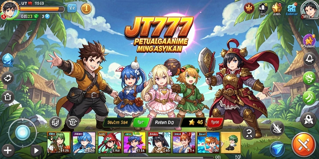 Tampilan gameplay JT777 yang menakjubkan dengan karakter anime.