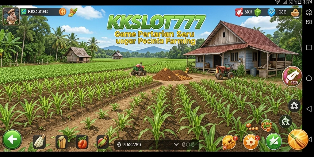 Screenshot gameplay KKSLOT777 menampilkan suasana pertanian yang hidup.