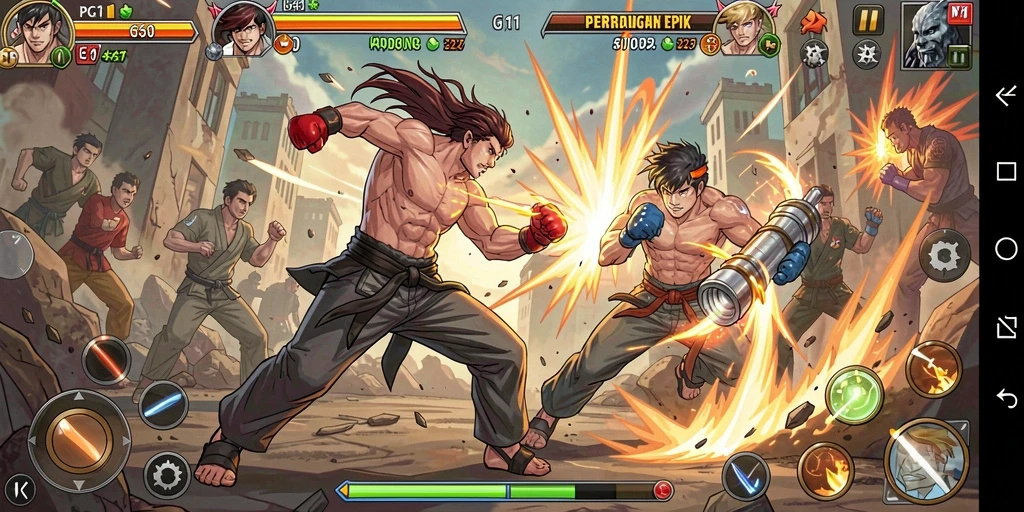 Tampilan menarik dari gameplay PG11 saat karakter bertarung.